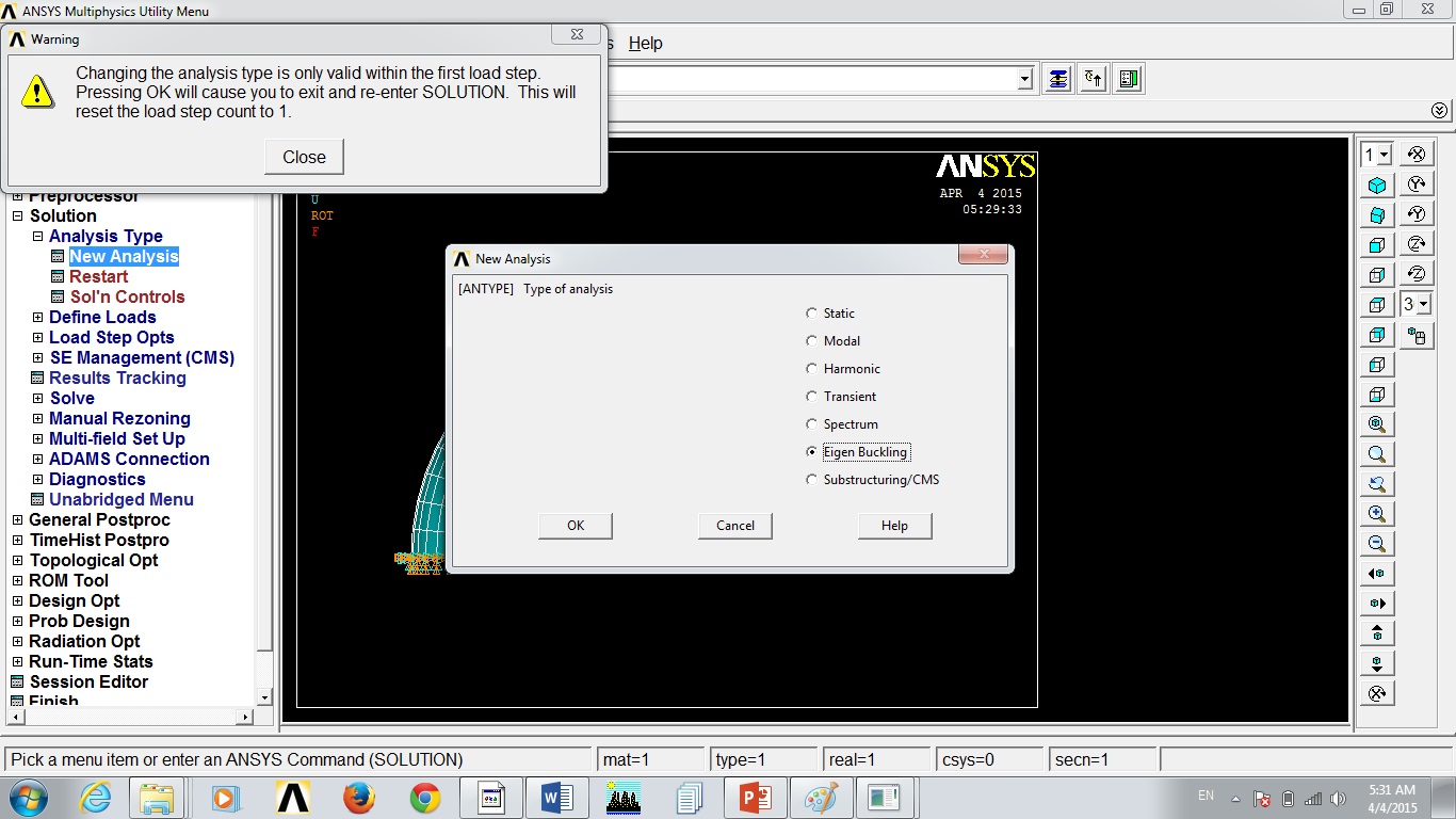 Hemispherical Dome Analysis in ANSYS APDL