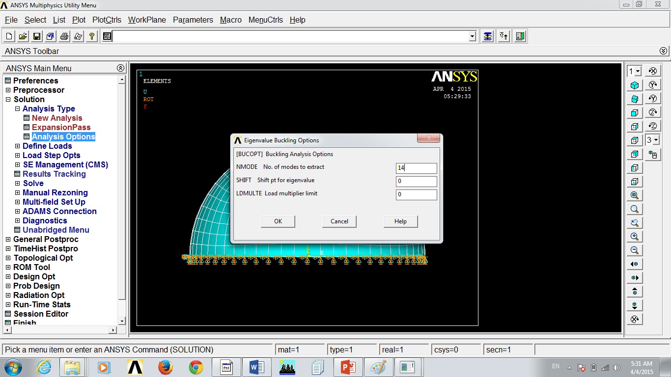 Hemispherical Dome Analysis in ANSYS APDL