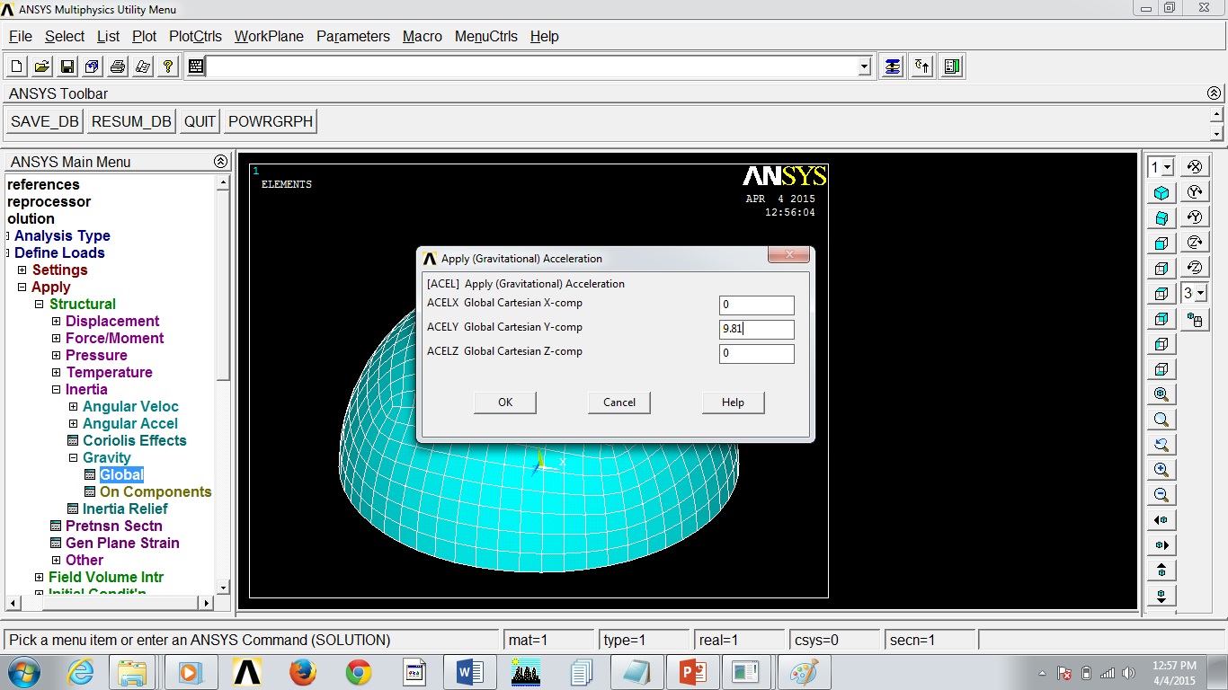 Hemispherical Dome Analysis in ANSYS APDL