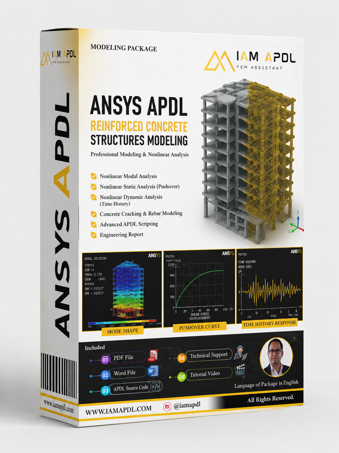 Reinforced Concrete Frame Modeling in ANSYS APDL | Modal & Nonlinear Analysis
