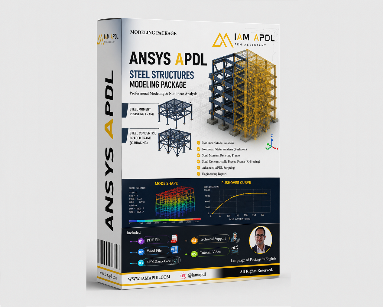 Steel Moment Frame & Braced Frame Modeling in ANSYS APDL | Modal & Pushover Analysis