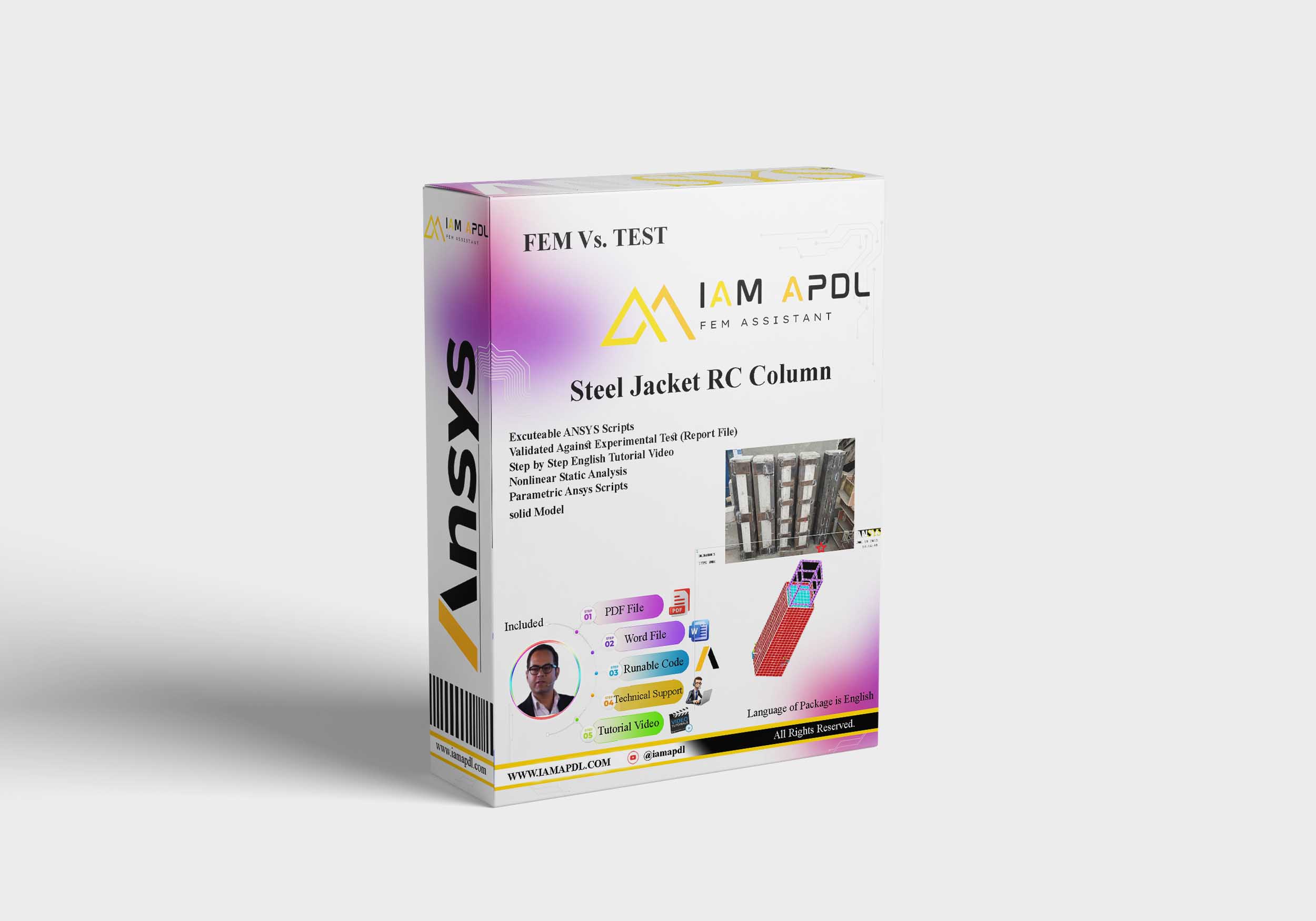 Steel Jacket RC Column | ANSYS APDL FEM Validation